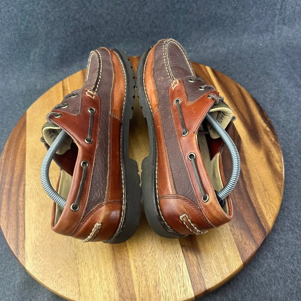 LL Bean Allagash Boat Shoes 244472 Comfort Brown Leather Mens Size 10.5D